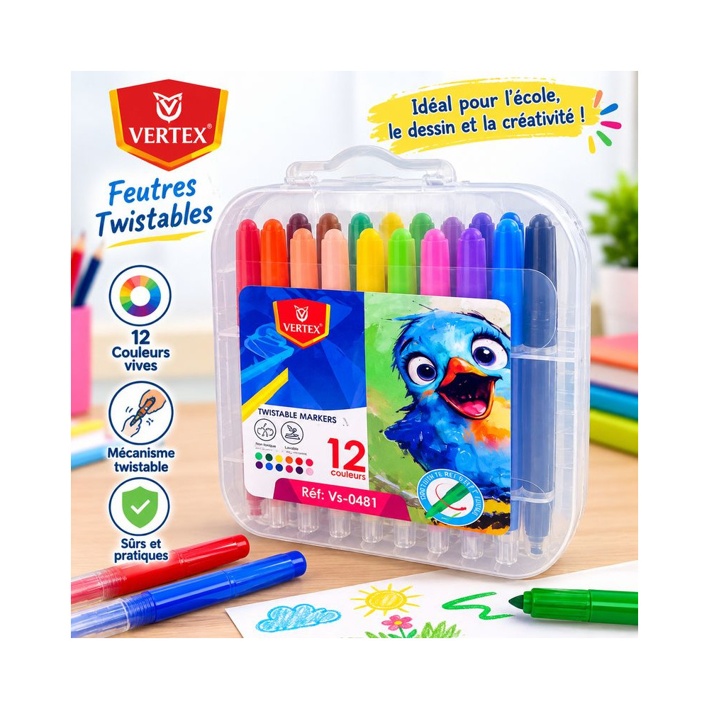 Crayons de couleur  Twistable - 12 couleurs éclatantes