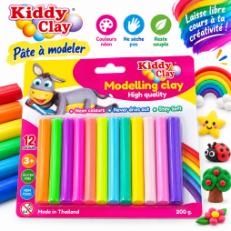 Pâte à modeler Kiddy Clay  12 couleurs néon