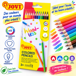 Boîte de 12 crayons de couleur JOVI aux couleurs vives et intenses