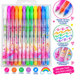 Coffret de stylos gel colorés et pailletés