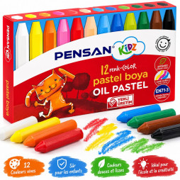 Boîte de 12 pastels à l’huile Pensan Kidz aux couleurs vives