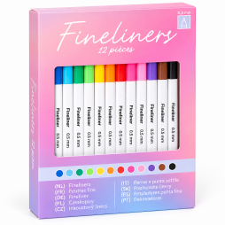 Coffret de 12 fineliners 0,5 mm aux couleurs variées