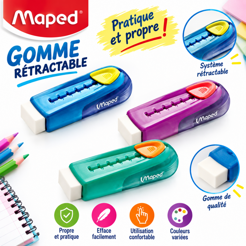 Gomme rétractable Maped pratique