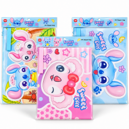 Pochette A4 Zipper Bag Sweet Day au design kawaii avec adorables motifs lapins