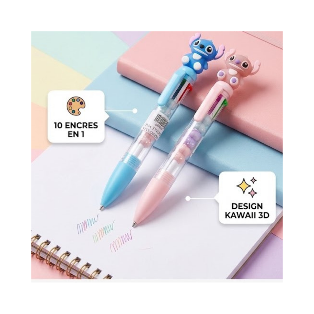 Stylos fantaisie aux couleurs bleu et rose