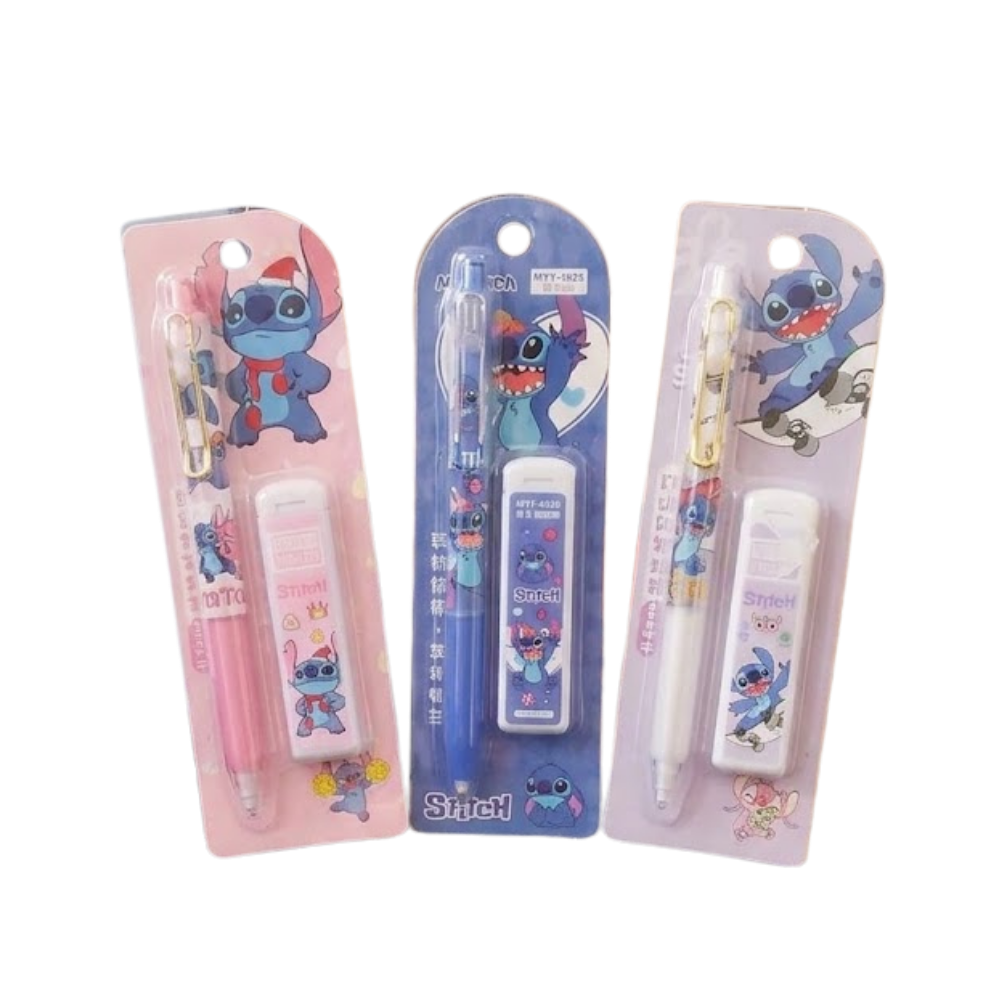 Porte-mine fantaisie au design ludique, accompagné d’une gomme assortie dans un emballage pratique.
