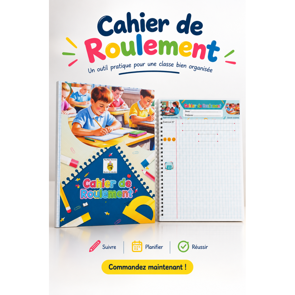 Cahier de Roulement, pratique et coloré
