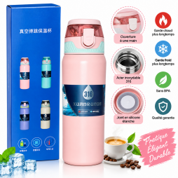 Bouteille isotherme 316 inox avec ouverture pratique à une main