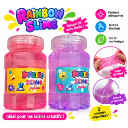 Rainbow Slime  Pot de slime coloré et élastique