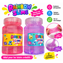Rainbow Slime  Pot de slime coloré et élastique