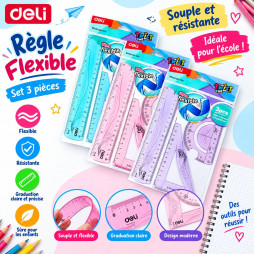 Set géométrique Deli flexible 3 pièces  Rose